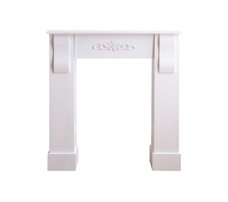 Cadre Cheminée Décoratif Florale Bois Blanc Rustique 92x93x22,5