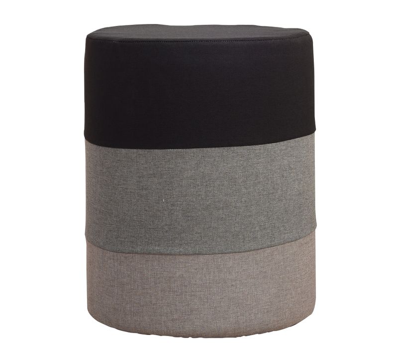 Pouf Assise Pouffe Tissu Rond Gris Blanc Vintage 45x35x35
