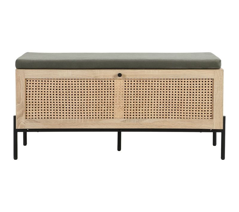 Banc D'entrée Avec Rangement Pour Chaussures En Bois Et Cannage 100 Cm - Iris