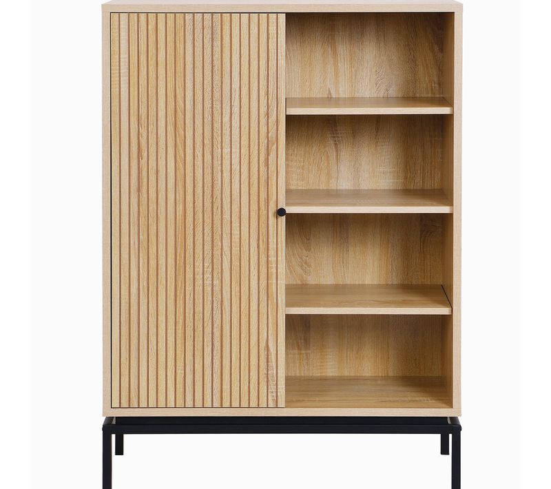 Bibliothèque 1 Porte 4 Niches Effet Bois 80 Cm - Talia