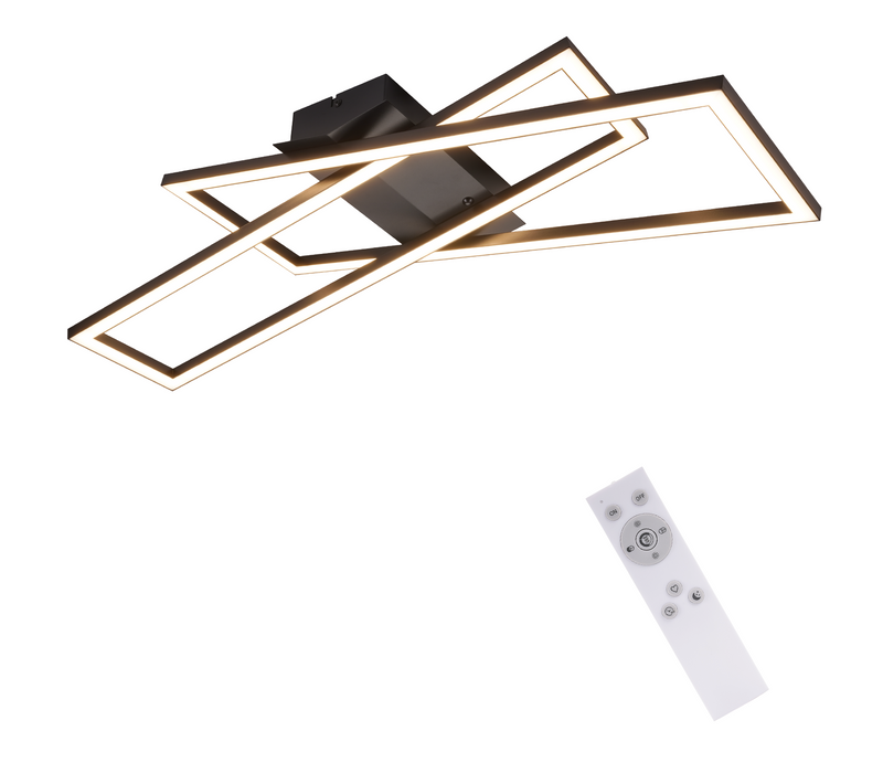 Plafonnier LED Salon Moderne à Intensité Variable 36 W 3000K -6500K Noir