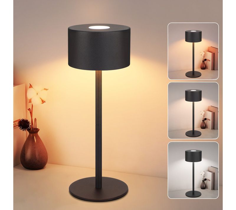 Lampe à Poser De Table LED Sans Fil - Lampe Intensité Variable Avec 3 Températures Noire