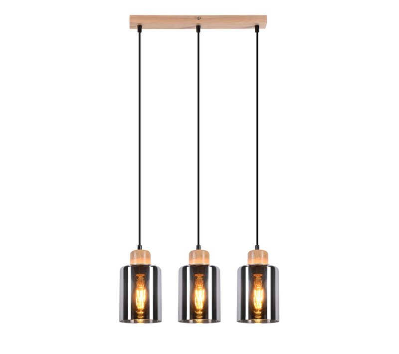 Suspension En Bois Pour Table à Manger Vintage 3 Flammes E27 Lampe De Salle à Manger Industrielle