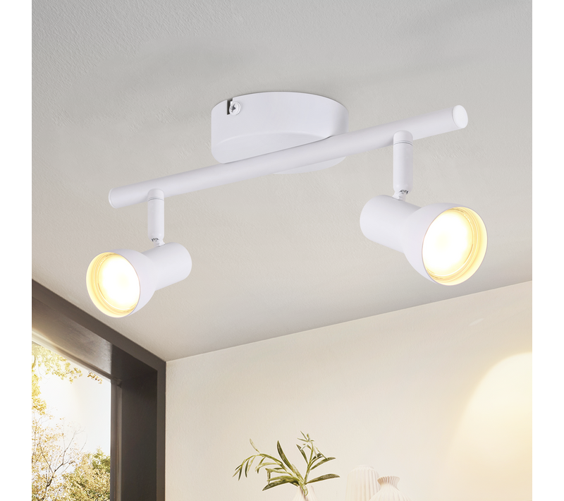 Spot De Plafond 2 Flammes gu10 Plafonnier Blanc Orientable à 350° Pour Salon Cuisine