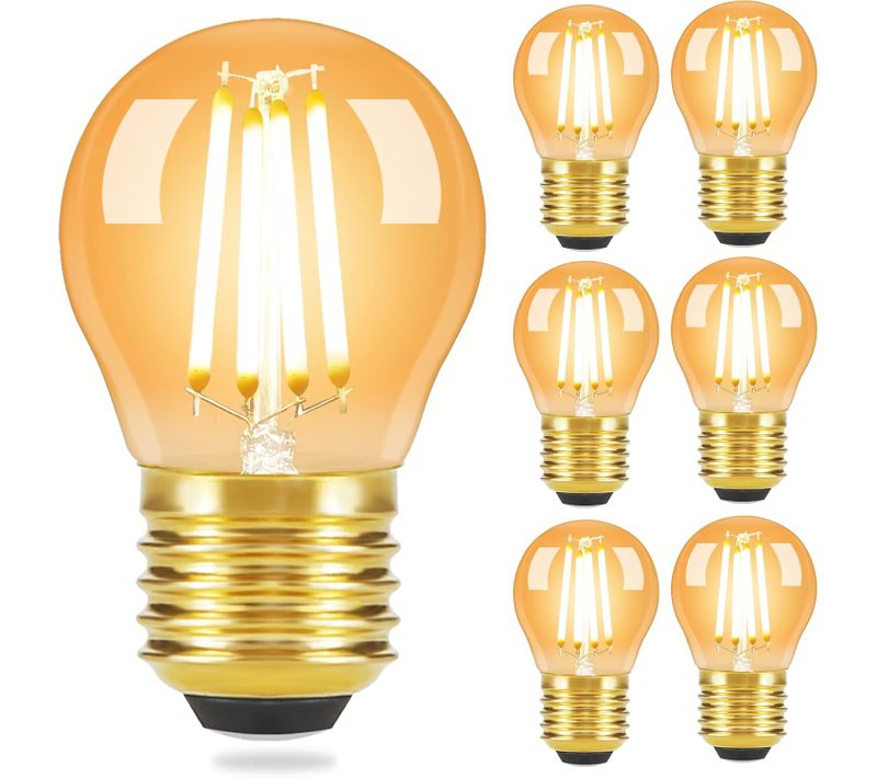 Lot De 6 Ampoules LED Vintage E27 G45, 4w 2700k, Filament Edison, Verre Antique, Blanc Chaud