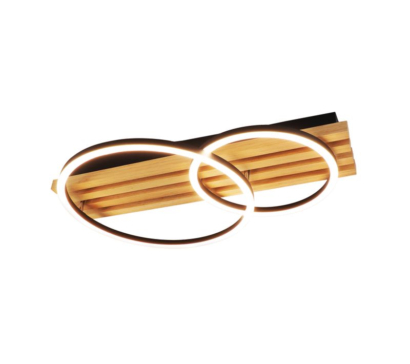 Plafonnier LED En Bois Dimmable 55 Cm 36w Design Géométrique plafonnier salon Avec Télécommande