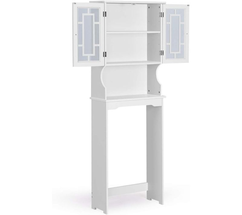 Meuble Dessus Toilette 2 Portes/meuble Wc Avec Etagère Réglable/meuble Salle De Bain-60 X 20 X 169cm