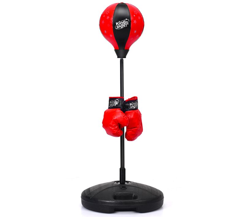 Punching Ball Enfants Sur Pied Avec Gants Et Pompe à Main Gonflable Réglable En Hauteur 90-130cm