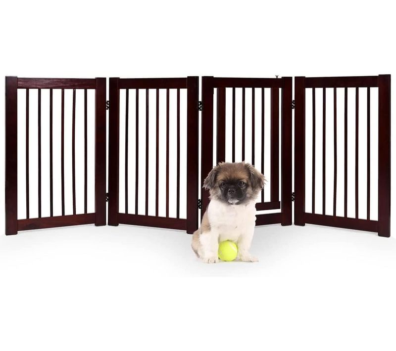 Barrière De Sécurité Réglable En Bois, Animaux De Compagnie, Clôture Autoportante à 3 Panneaux