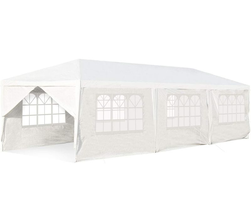 Tonnelle De Jardin/barnum 3x9m-27㎡ Tente De Réception Avec 6 Parois Amovibles 2 Porte Fenêtre