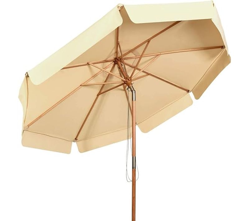 Parasol Inclinable D.300cm Avec Manivelle Anti-uv,protection Solaire Toile Polyester Imperméable
