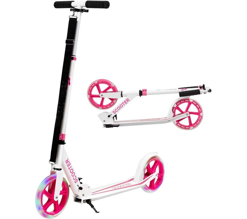 Trottinette De Sport Avec Plateau En Aluminium,Poignée Ajustable,Trottinette Durable Et Pliante,Rose