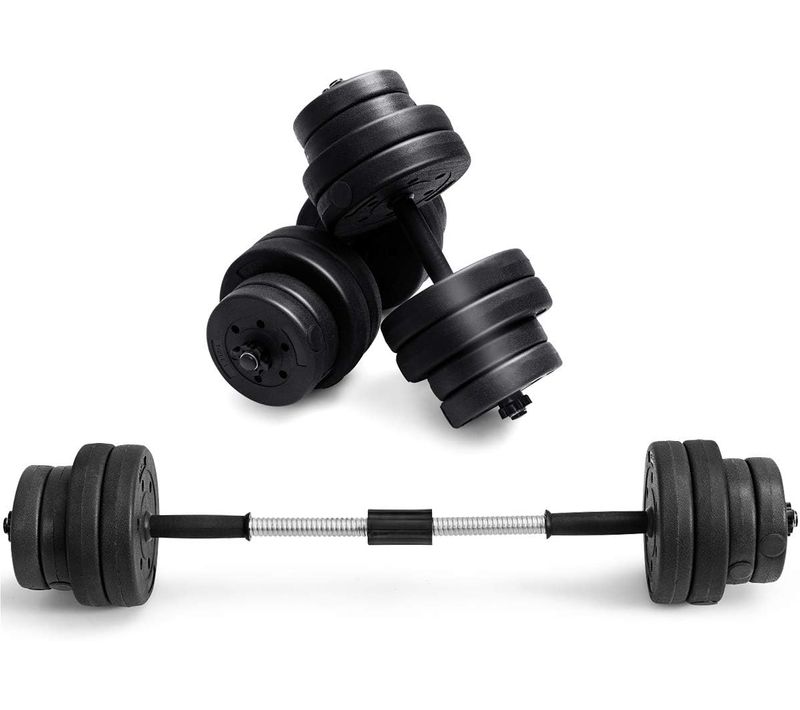 Kit Haltères Musculation 2 En 1 Avec Disques Poids Ajustable 30kg Poignée Confortable