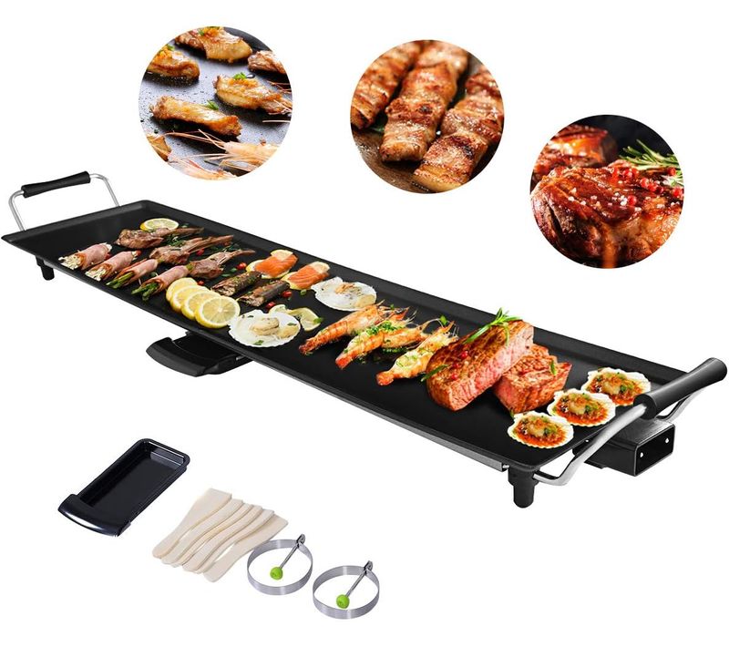 Plancha Electrique 90x23cm Avec 6 Spatules,1800w-230v,50hz Contrôle De Thermostat Adjustable