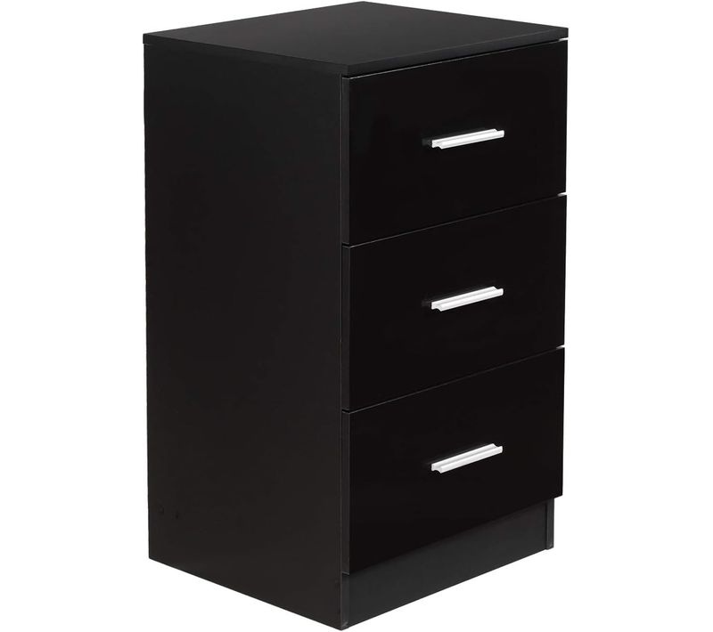 Caisson De Bureau Meuble De Rangement Avec 3 Tiroirs Pour Lettre,dossiers Et Documents Noir