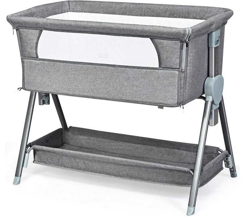 Lit D'appoint Portable 2 En 1 Pour Bébé 0-6 Mois Jusqu'à 15kg Hauteurs Réglables