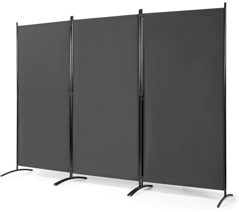 Paravent Sur Pied 3 Panneaux Pliable,brise Vue,cloison De Séparation Pièce Protèger Privée,Gris
