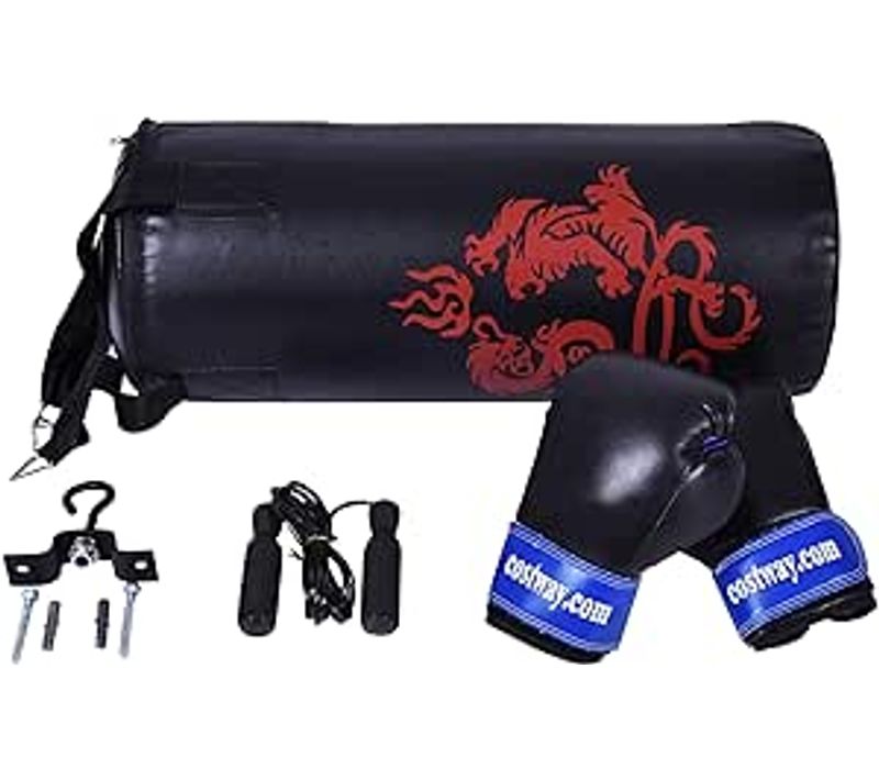 Sac De Frappe 10kg Et 2 Gants Pour Enfant Avec Corde à Sauter Chaîne Suspension