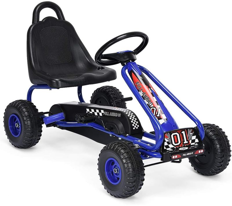 Kart à Pédales Vélo Et Véhicule Pour Enfants Siège Réglable Avec Frein à Main,Bleu
