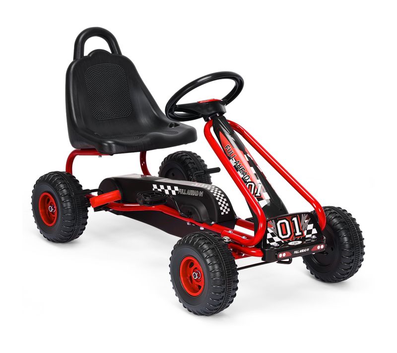 Kart à Pédales Vélo Et Véhicule Pour Enfants Siège Réglable Avec Frein à Main,Rouge