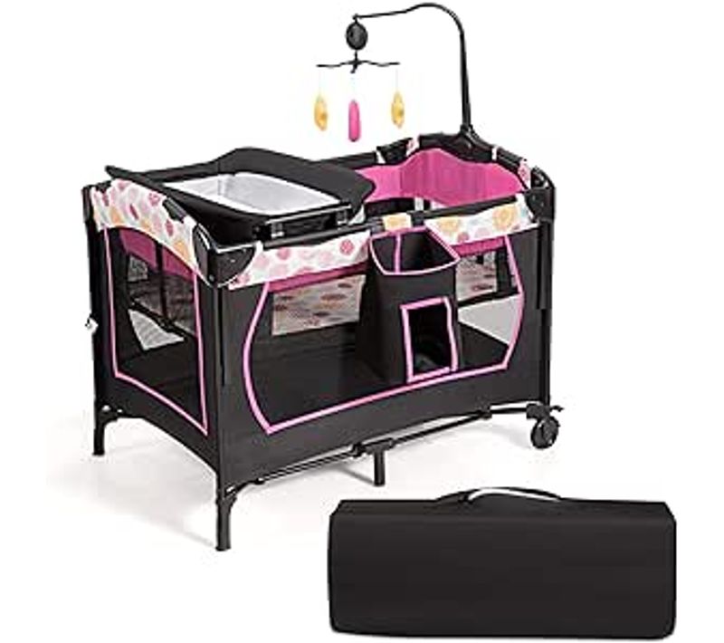 3 En 1 Lit Parapluie Pour Bébé Avec Arceau De Jeu En Tissu Oxford