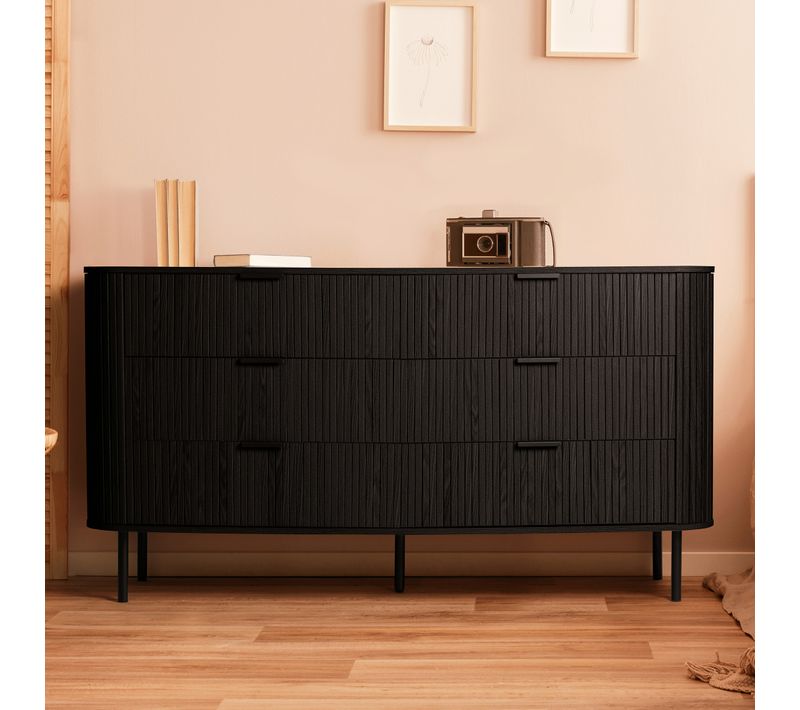 Commode 6 Tiroirs Callix Uh11114 Mdf Lattes Coloris noir