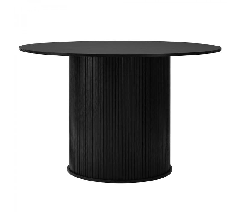 Table À Manger Ronde 110 Cm 4 Personnes Callix Uk0787 Mdf Lattes Noires