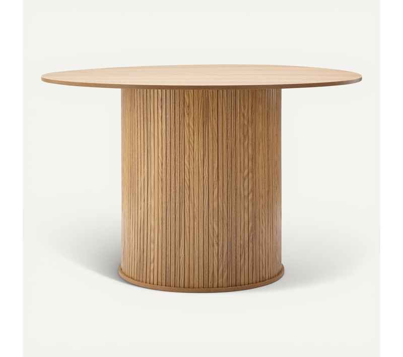 Table À Manger Ronde 110 Cm 4 Personnes Callix Uk0788 Mdf Lattes Chêne