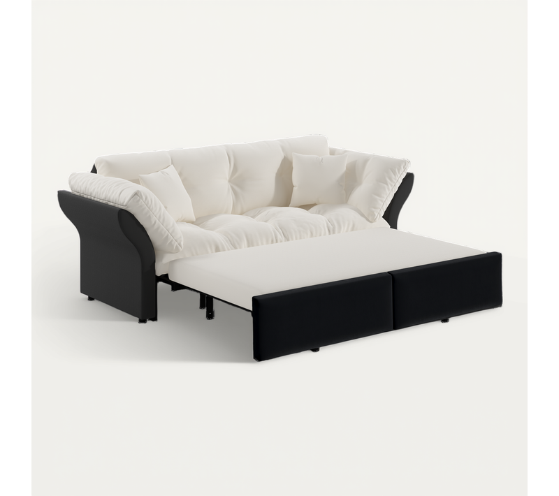 Canapé-lit 3-en-1 190 Cm Convertible Velours Avec 2 Coussins Beige