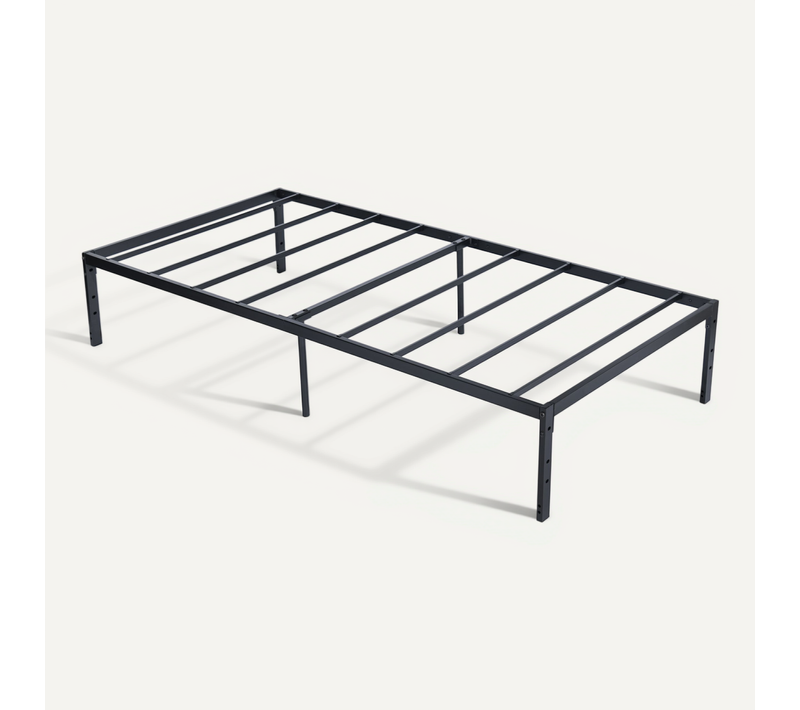 Lit simple 90x190 cm métal noir avec cadre à lattes renforcé