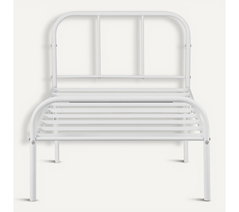 Lit enfant 90x190 cm métal blanc avec sommier à lattes