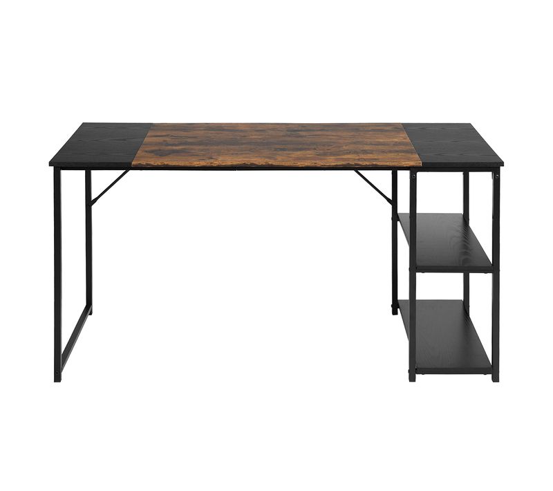 Bureau Informatique Avec étagères Effet Bois Et Noir 120x60x74 Cm
