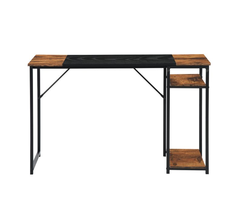 Bureau Informatique Avec étagères Noir Et Effet Bois 120x60x74 Cm