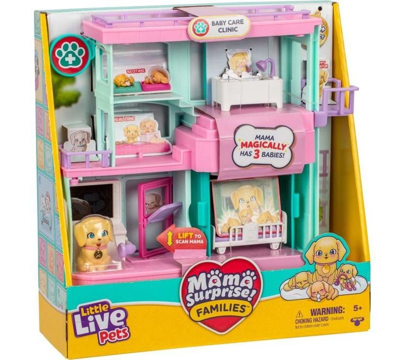 Mama Surprise! Clinique Vétérinaire 3 Niveaux — Playset Interactif Avec 3 Chiots Révélés