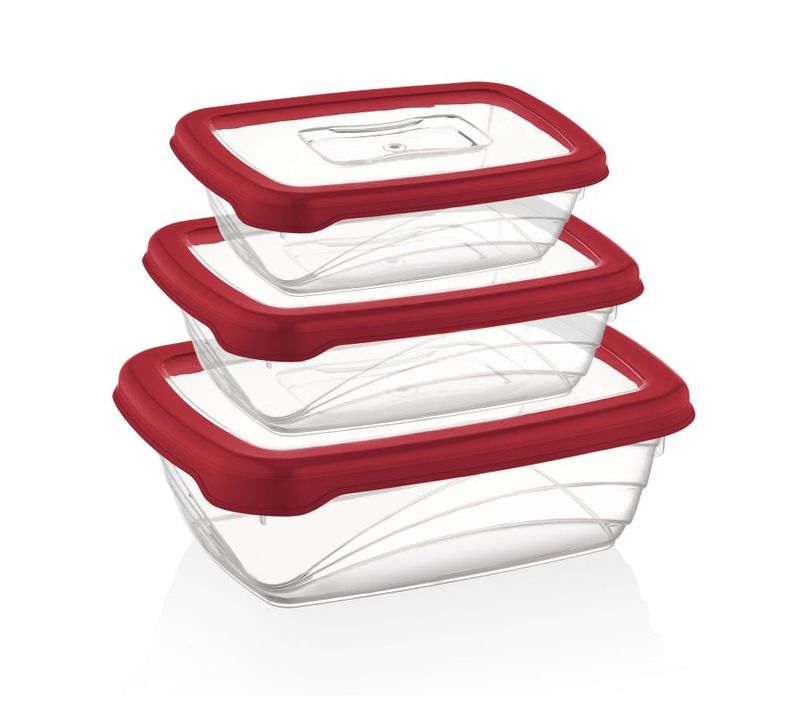 Ensemble De Boite De Conservation 3 Pièces Rouge Hgl764-red