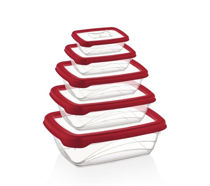 Ensemble De Boite De Conservation 5 Pièces Rouge Hgl763-red