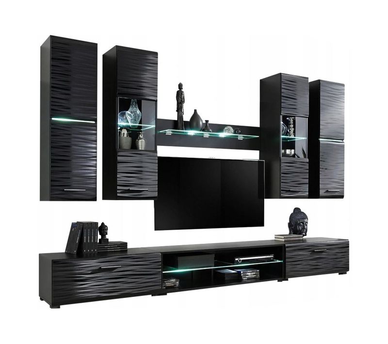 Ninja Ensemble Meuble TV Effet 3d LED 280 Cm Pour Box, Console Et Hifi