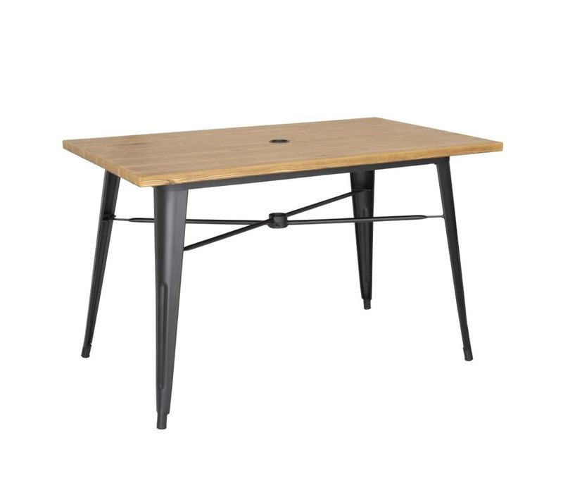 Table Plateau Aluminium Effet Bois Clair 120 X 76 X 75 Cm