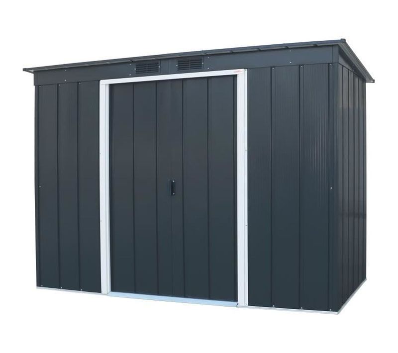 Abri De Jardin Métal Anthracite 3,25 M² Avec Kit D’ancrage