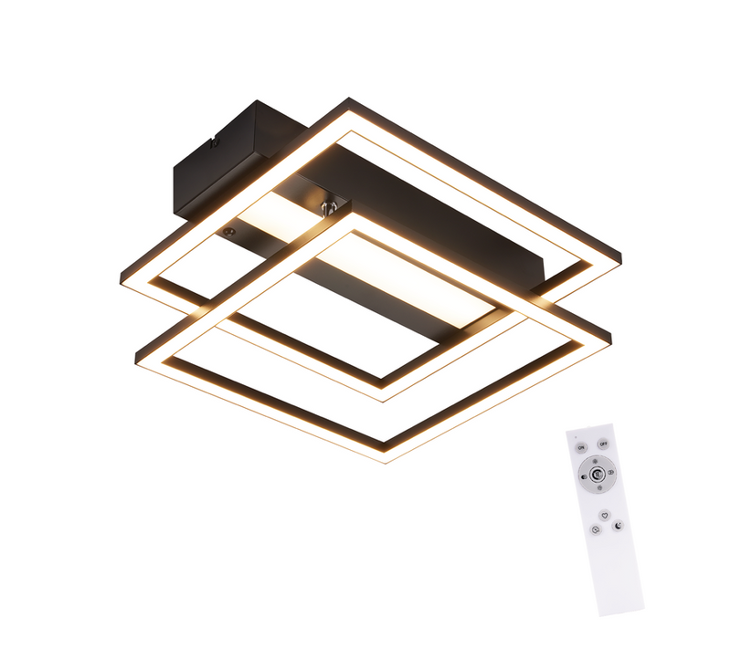 Plafonnier LED Pour Salon 2 Cadres Noir Moderne Carré à Intensité Variable Idéal Pour Un Couloir