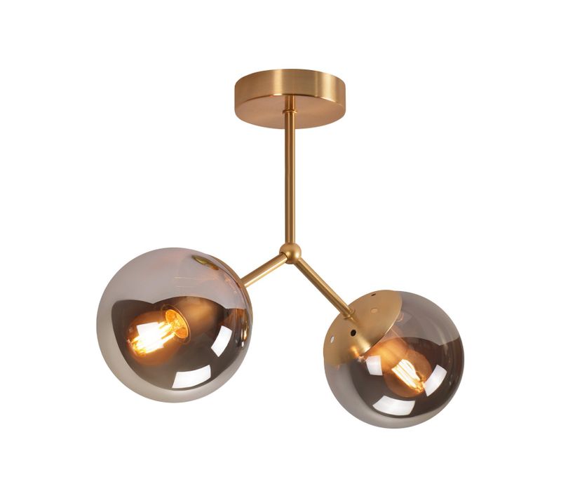 Plafonnier En Verre Pour Couloir E27 Pour Couloir En Boule Dorée En Verre à 2 Lumières