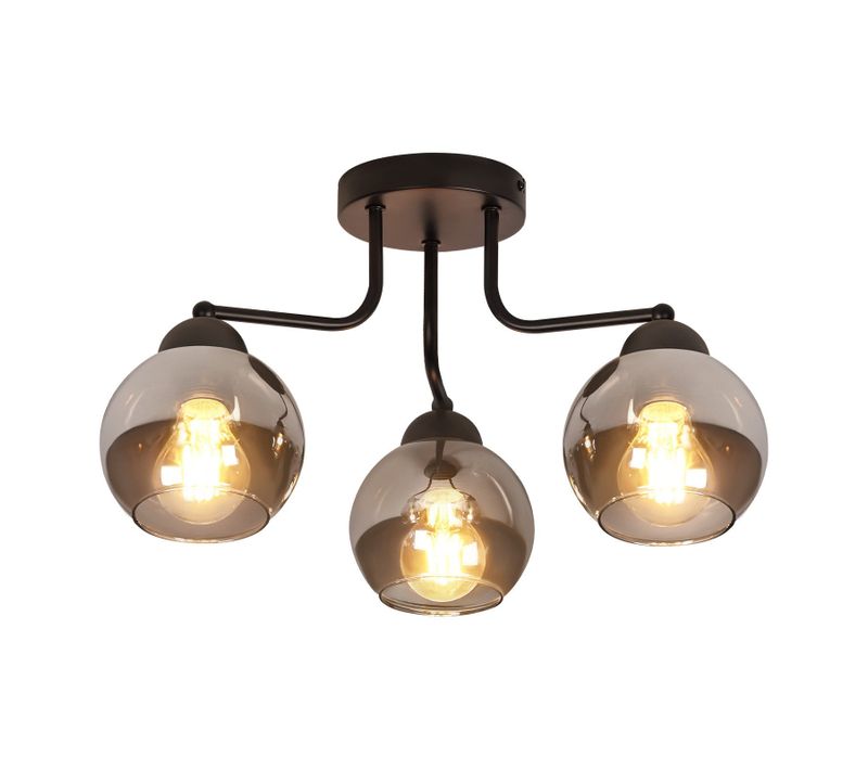 Plafonnier En Verre Noir : Lampe De Cuisine Vintagelampe De Couloir Industrielle à 3 Lampes E27