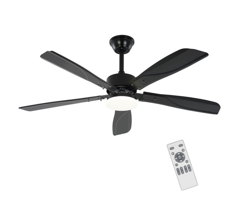 Ventilateur De Plafond Avec Éclairage LED Silencieux à Intensité 23w Noir Minuterie 6 Vitesses