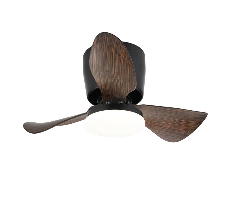 Ventilateur De Plafond LED Avec Éclairage Silencieux 23w 70cm Noir Minuterie 6 Vitesses