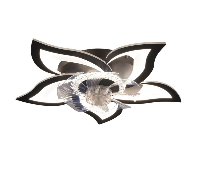 Ventilateur De Plafond LED Avec Éclairage 48 W Noir Silencieux Télécommande 3 Températures