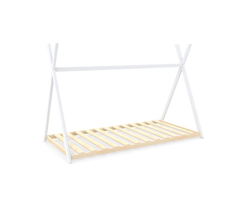 Lit Cabane Enfant 90x190cm Bois Massif Soli Blanc Inclus Sommier