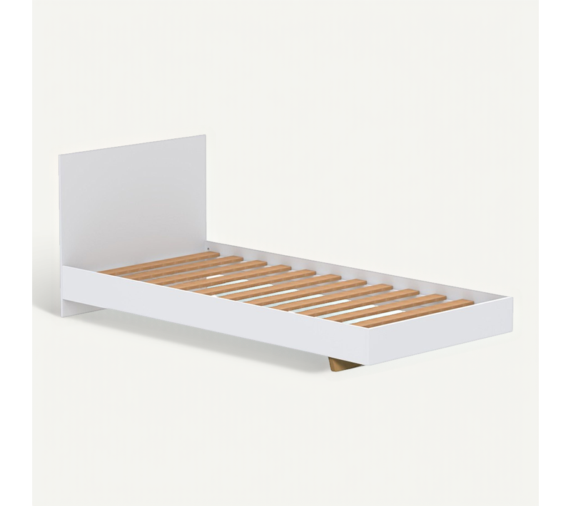 Lit Simple 1 Place 90x190cm Blanc Avec Sommier Lifa