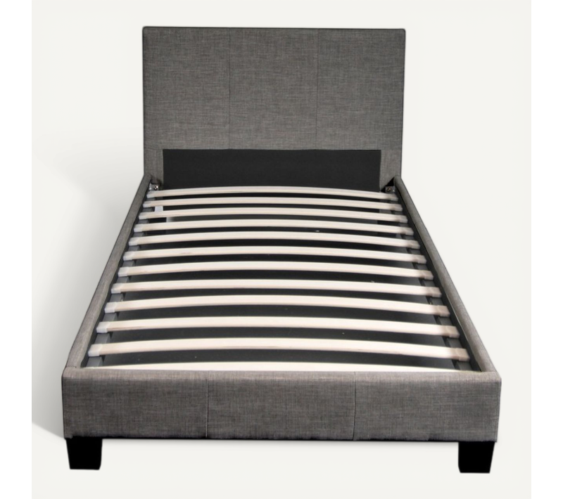 Lit 1 Place 90x190cm Tissu Gris Foncé Avec Sommier Dusin