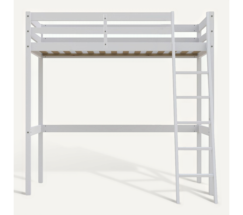 Lit Mezzanine 90x190cm Blanc Sala Avec Incl. Sommier Et échelle