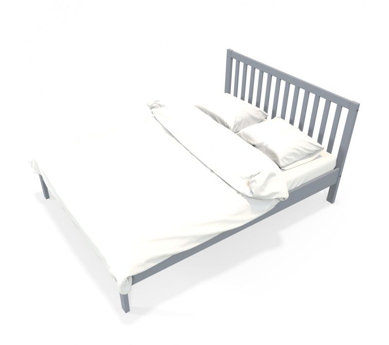 Lit 2 Places 140x190cm Gris Parvi Inclus Sommier